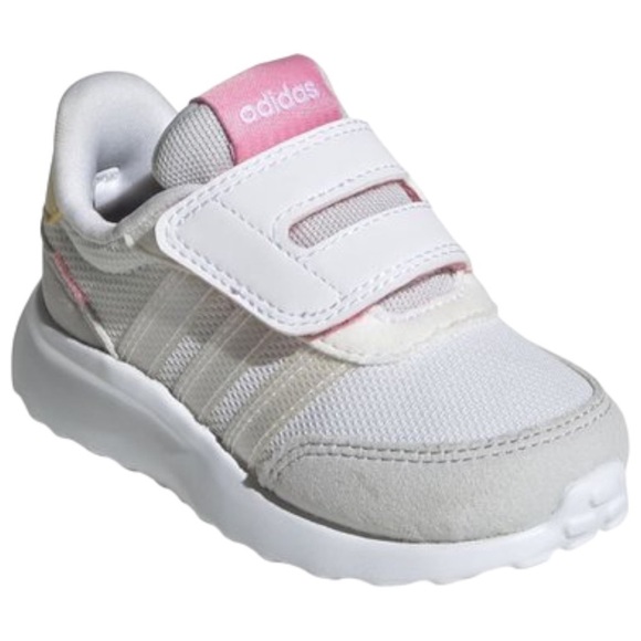 adidas White & Pink Logo Run Sneaker girls